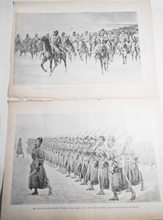 1891 Remington : The Sioux War - Review Of General Miles's Army - 2 prints orig