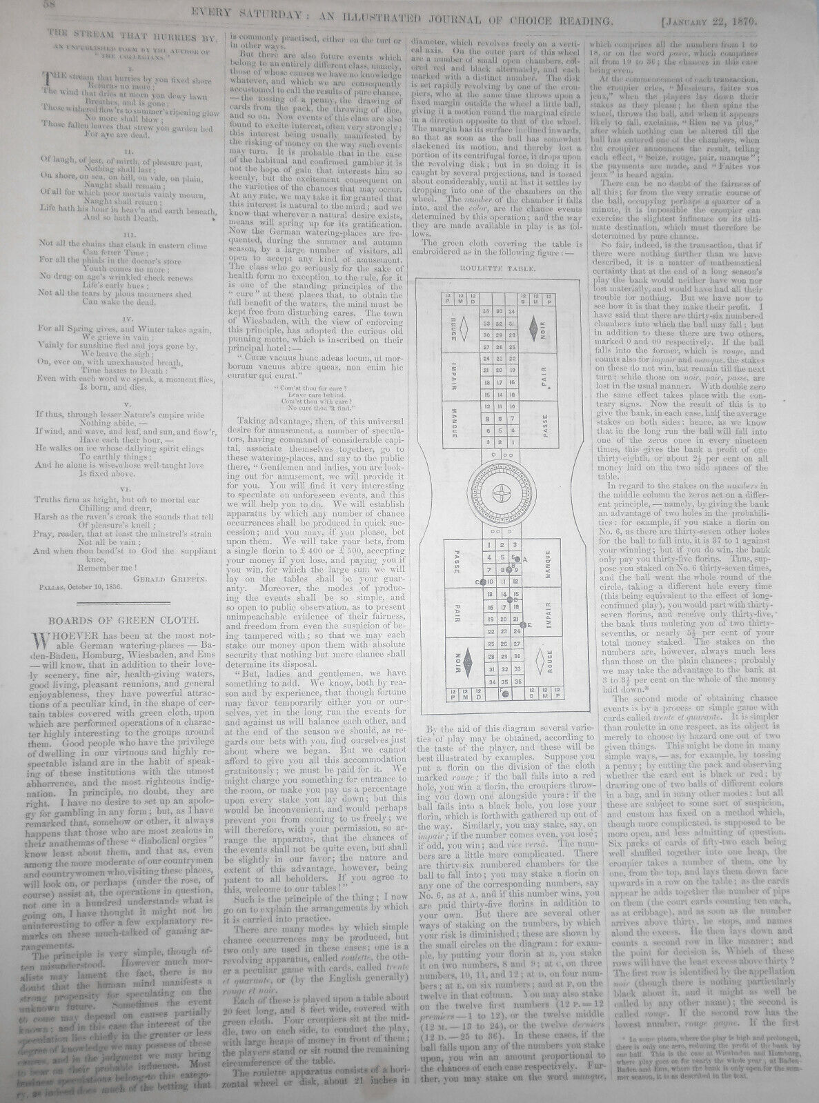 Every Saturday - Original, Full Page Print - "In Church" - January 22, 1870
