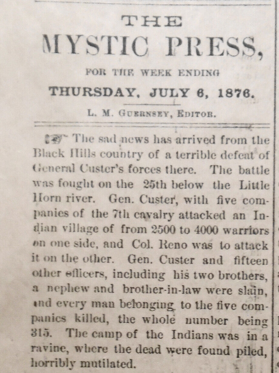 The Mystic Press, July 6, 1876. Stonington Connecticut newspaper (reprint)