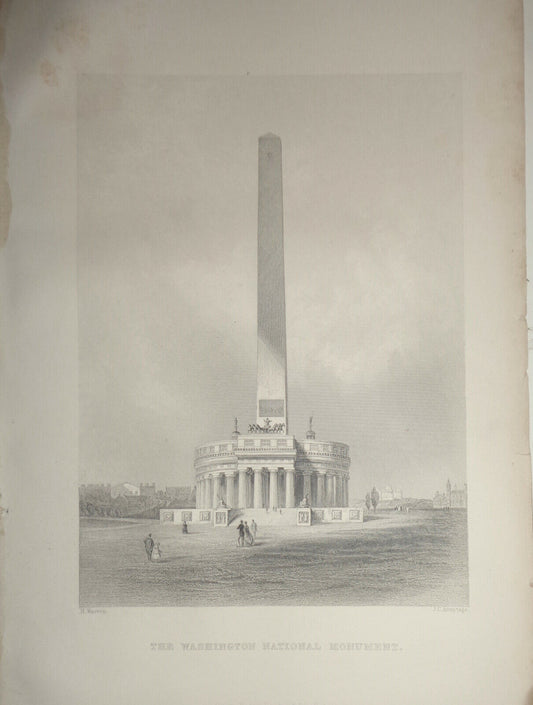 1860 The Washington National Monument -  H. Warren ; engraved by J.C. Armytage.