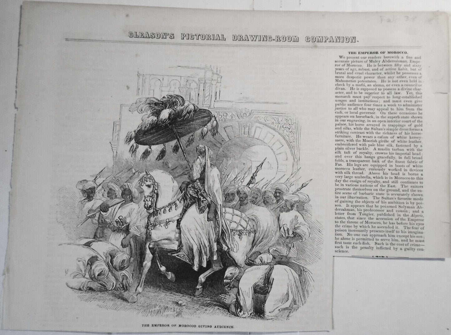 The Emperor Of Morocco - Gleason's Pictorial, February 28, 1852