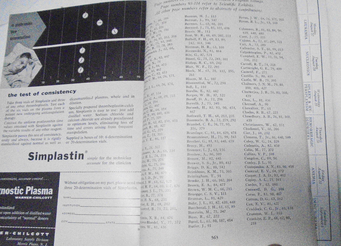 VIth International Congress of International Society of Hematology, Boston 1956