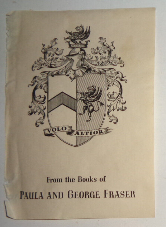 Armorial Bookplate of Paula and George Fraser - "Volo Altior" - Early 1900s