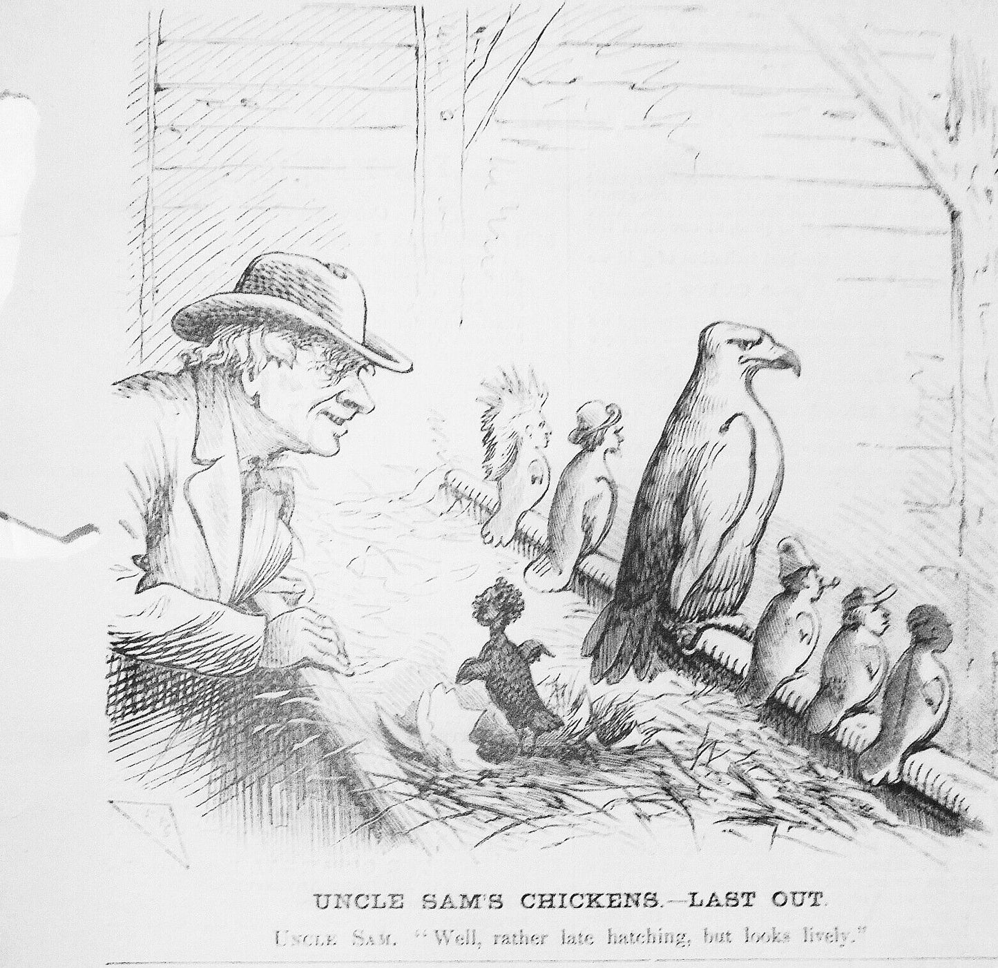 Uncle Sam's Chickens - Last Out. Harper's Weekly, April 30, 1870.