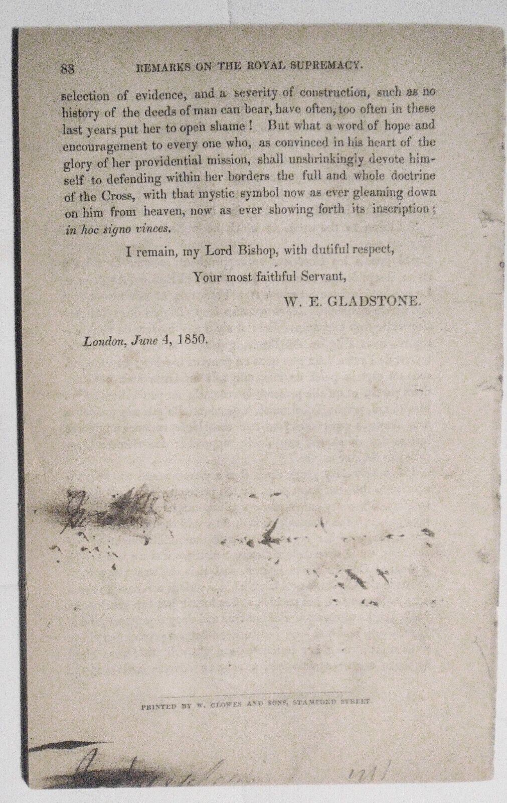 1850 Gladstone: Remarks on Royal Supremacy as It is Defined By Reason, History..