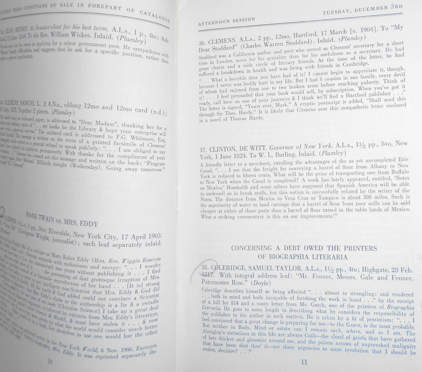 American & European Manuscripts : Lincoln & Grant - from Gen Culver Sniffen 1963