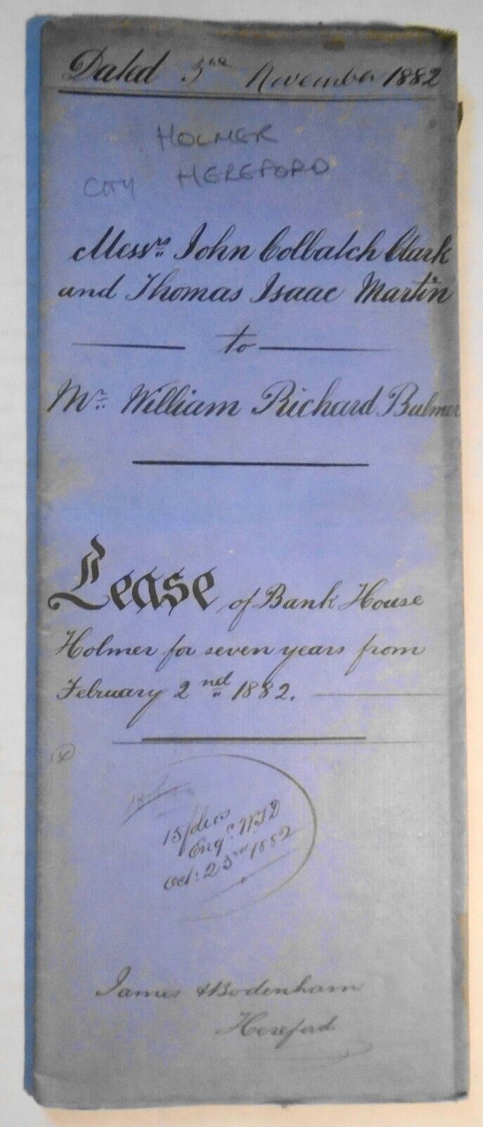 1882 Lease indenture. Hereford, England