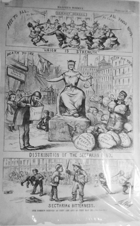 Our Common Schools as They Are... Sectarian bitterness... by Th.  Nast - HW 1870