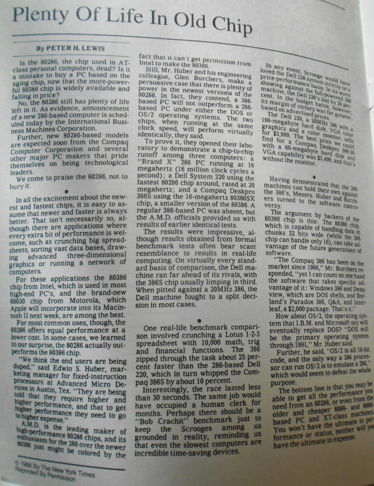 Personal Computer Decisions 1988 brochure by Advanced Micro Devices. 286 vs 386