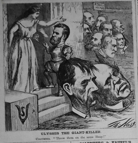 "Ulysses The Giant Killer" - cartoon by Thomas Nast. Harper's Weekly, 1868