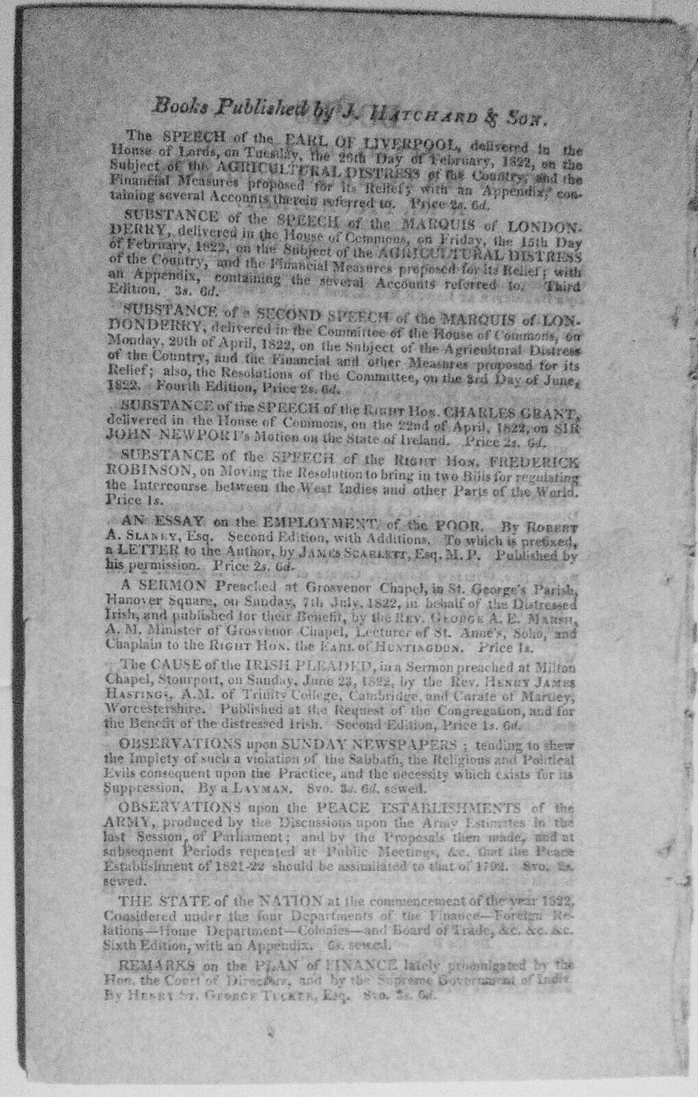 1822 Corrected report of the speech of  George Canning in the House of Commons