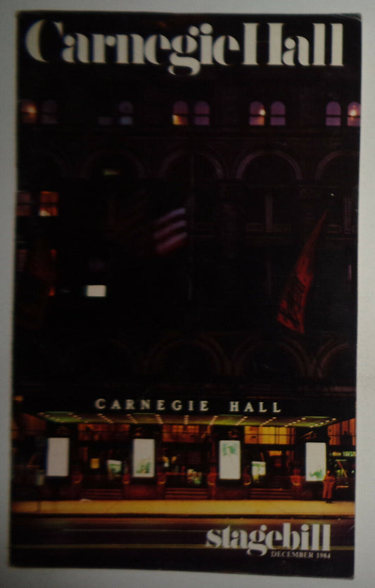 ITZHAK PERLMAN, A CENTENNIAL CELEBRATION CARNEGIE HALL STAGEBILL - DECEMBER 1984