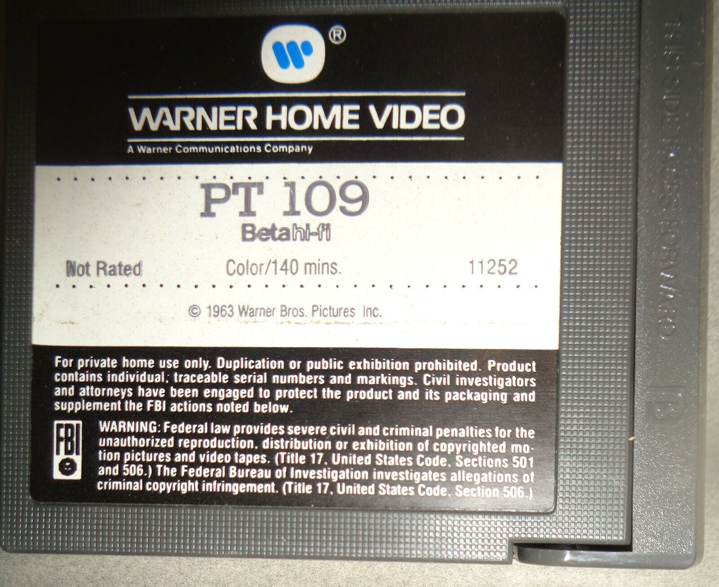 PT 109 Betamax Beta tape - Cliff Robertson as John F. Kennedy