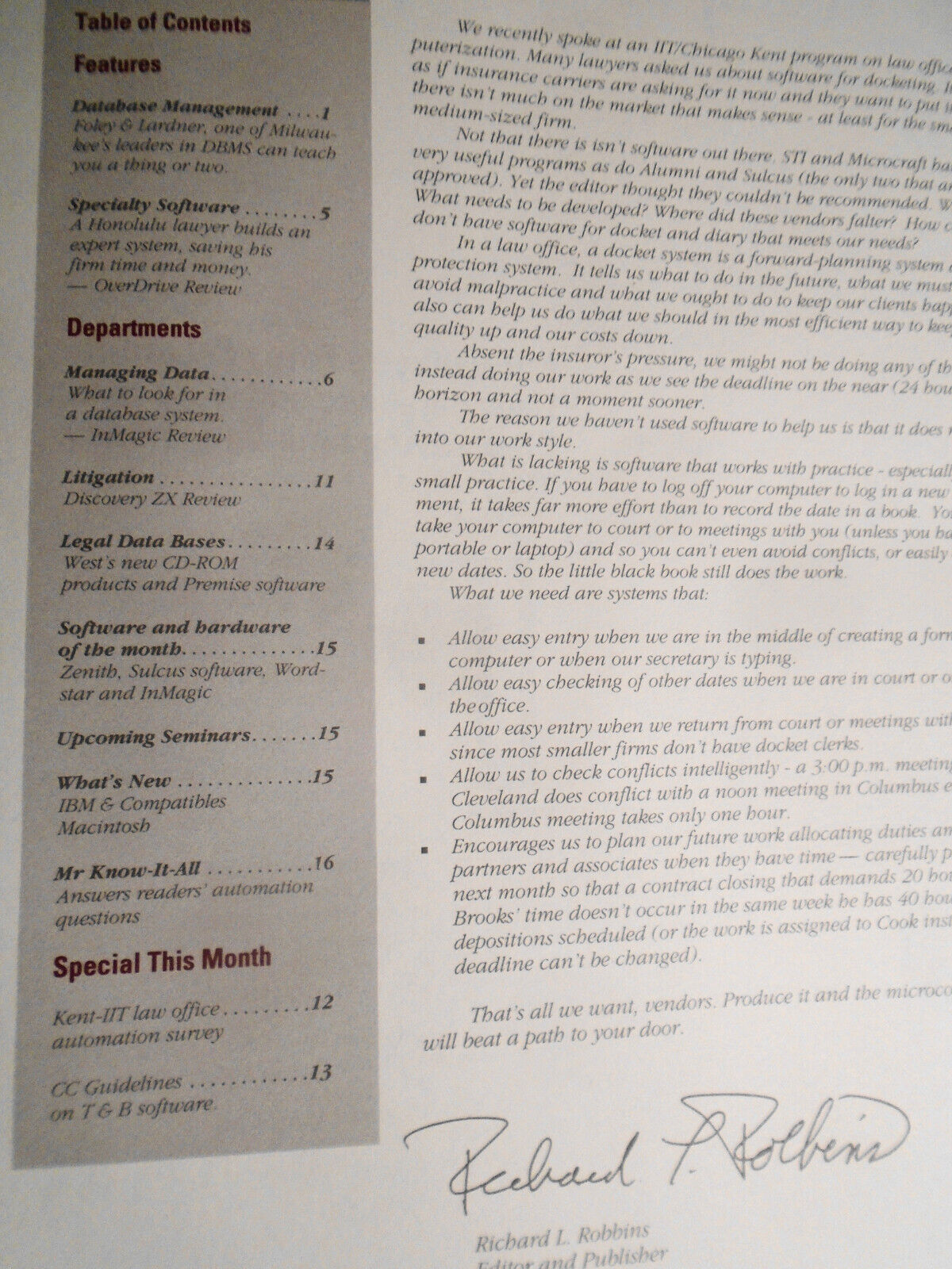 Computer Counsel, January 1989. By Law Bulletin Publishing Co.