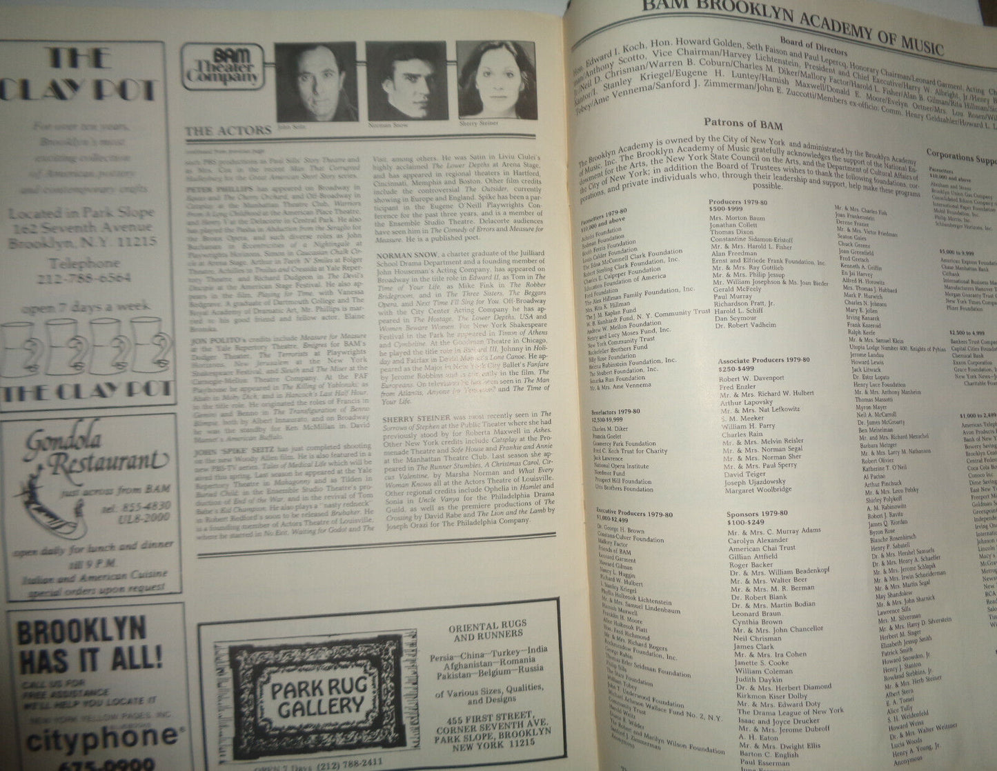 JOHNNY ON A SPOT by CHARLES MacARTHUR - PROGRAM - 1980 Brooklyn Academic Music