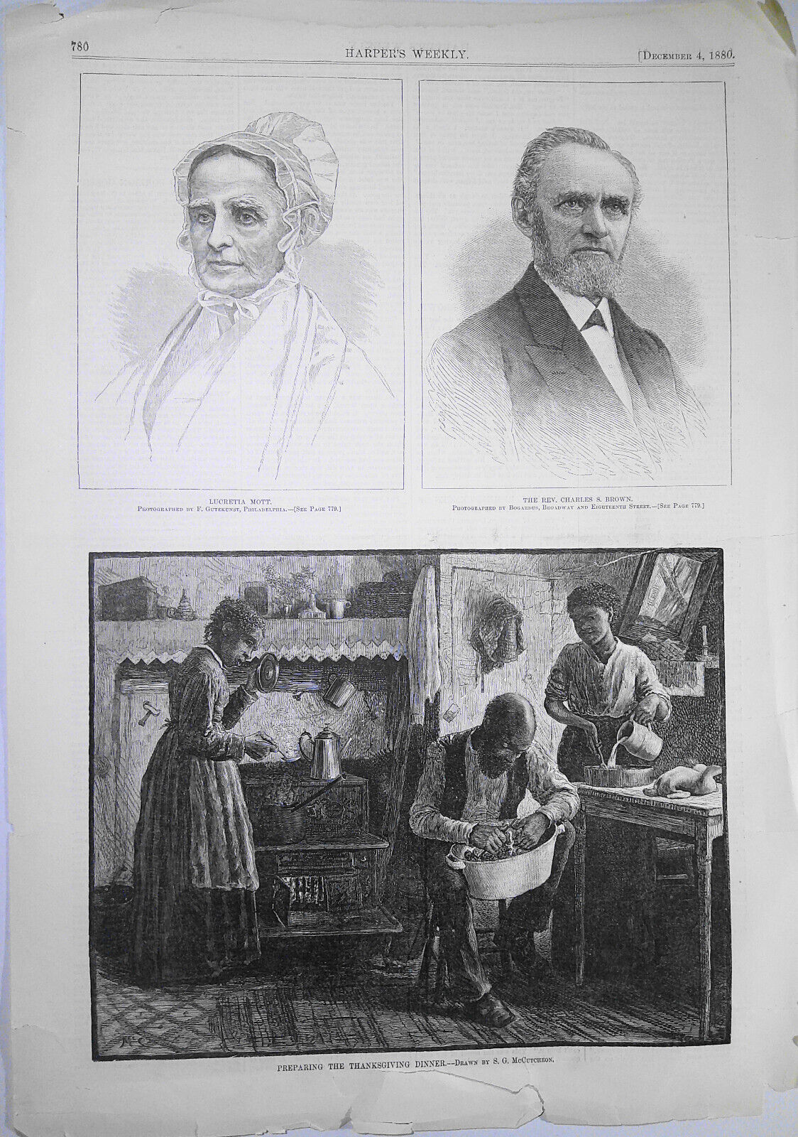 [African-American] Preparing the Thanksgiving Dinner. Harper's Weekly, 1880