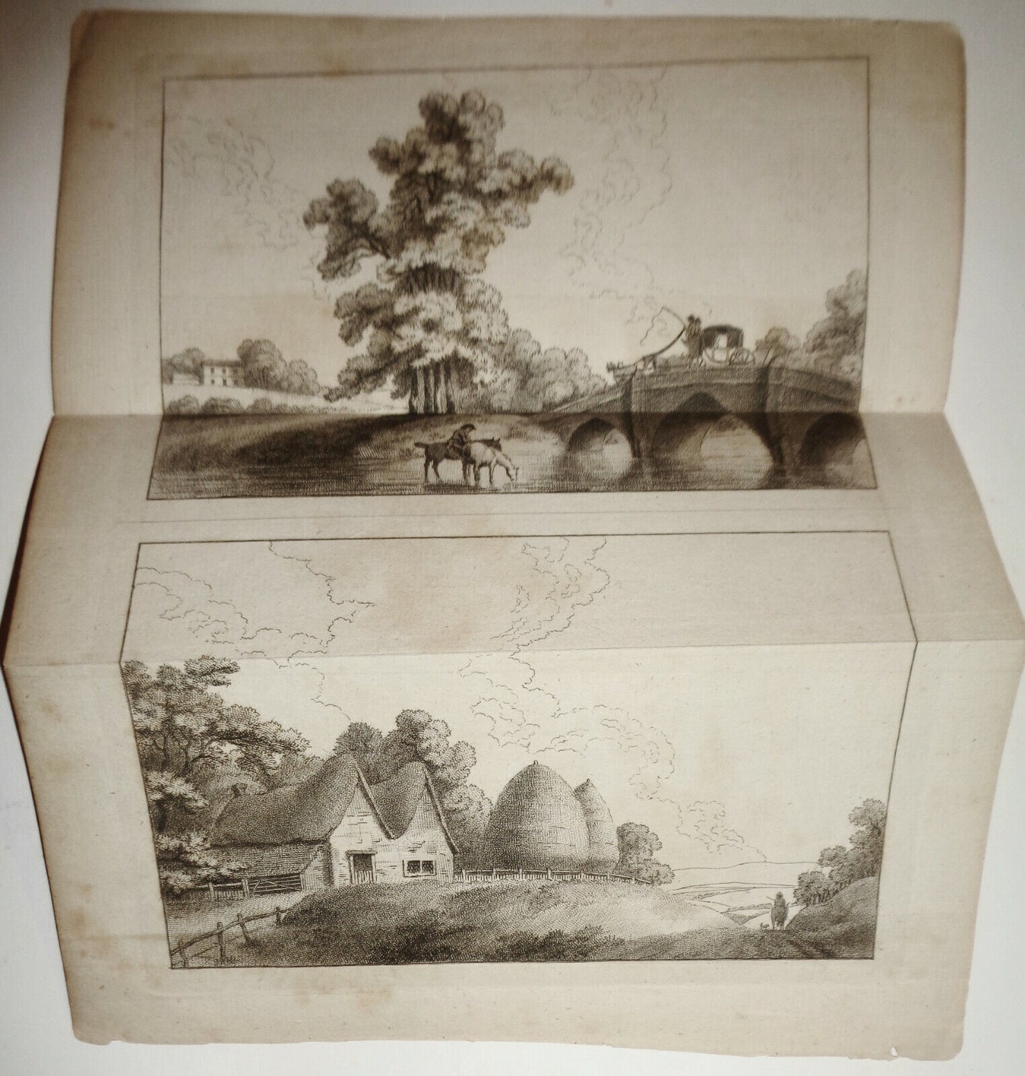 1787 Principles of Landscape, Double Print - plate from The Artist's Repository