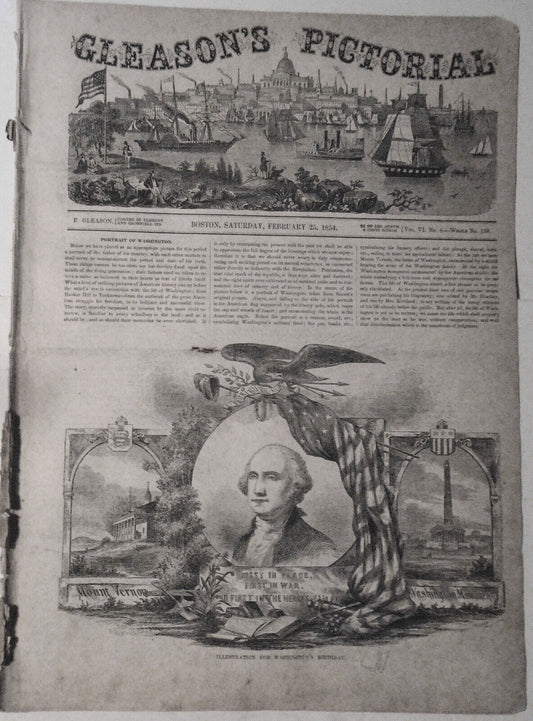 Gleason's Pictorial February 25, 1854 - George Washington; Portrait of Lafayette