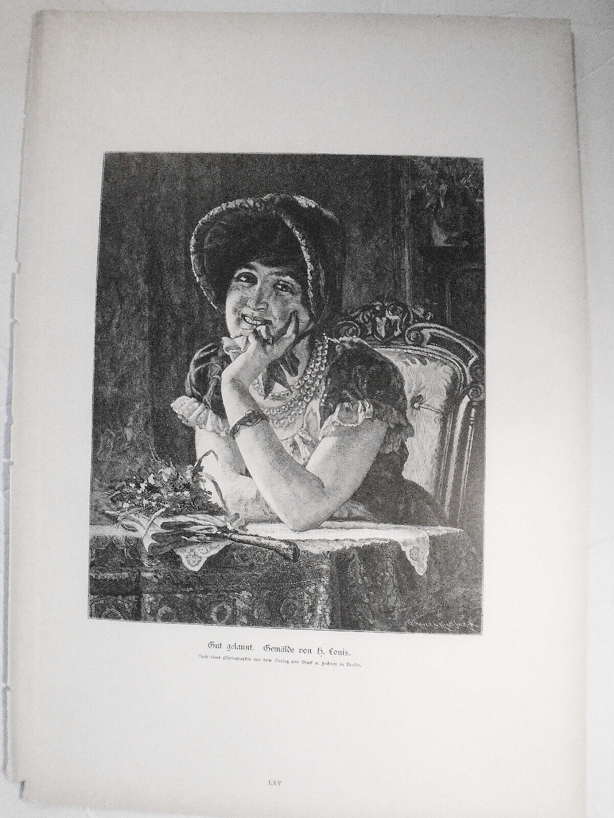 Gut gelaunt, by H. Louis  --  1884 - Original antique print - 16 x 11 inches