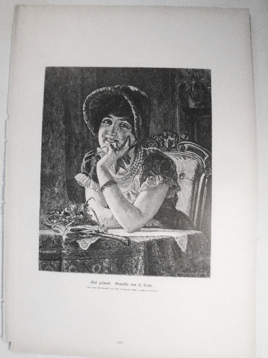 Gut gelaunt, by H. Louis  --  1884 - Original antique print - 16 x 11 inches