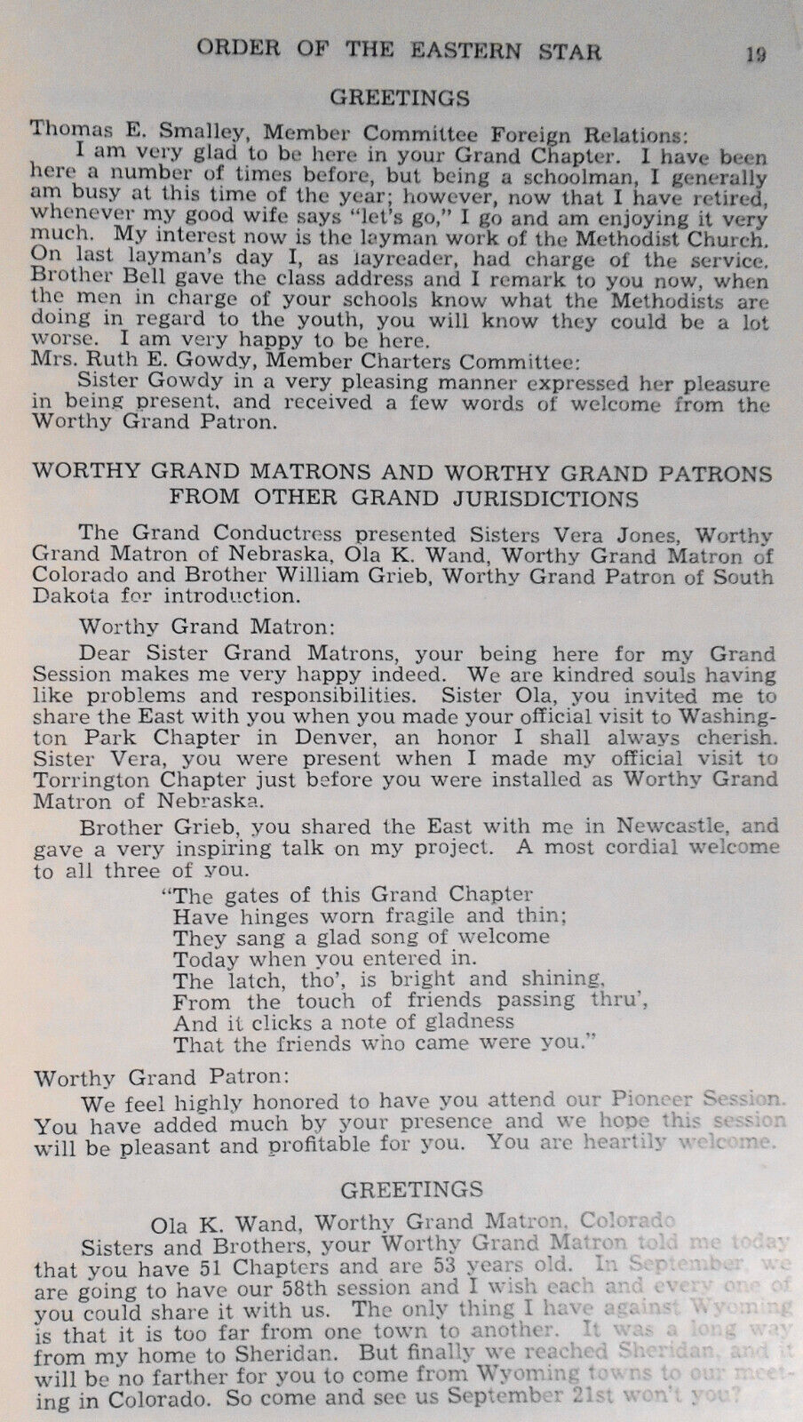1950 Proceedings of Grand Chapter of Wyoming, Order of the Eastern Star