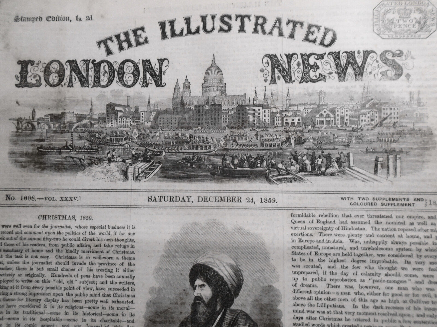 The Illustrated London News December 24, 1859 original with Christmas Supplement