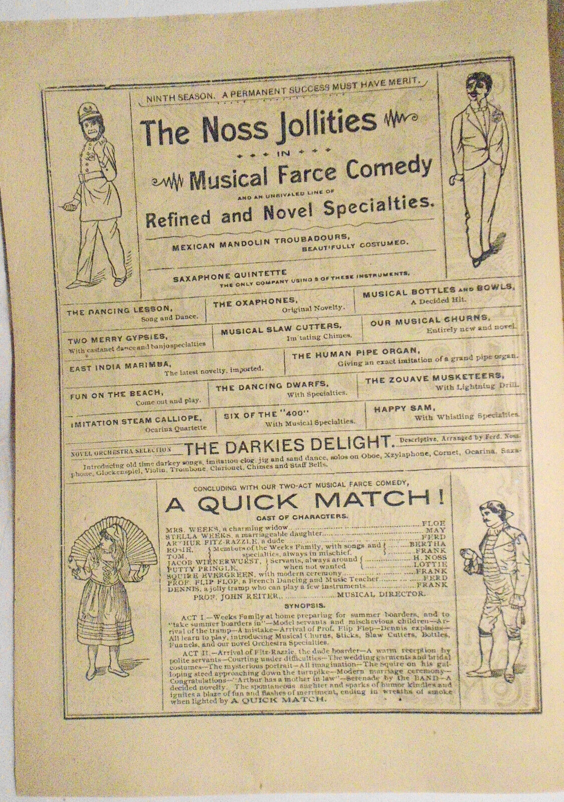 1893 Noss Family in Musical Comedy program - Elyria Opera House, Ohio