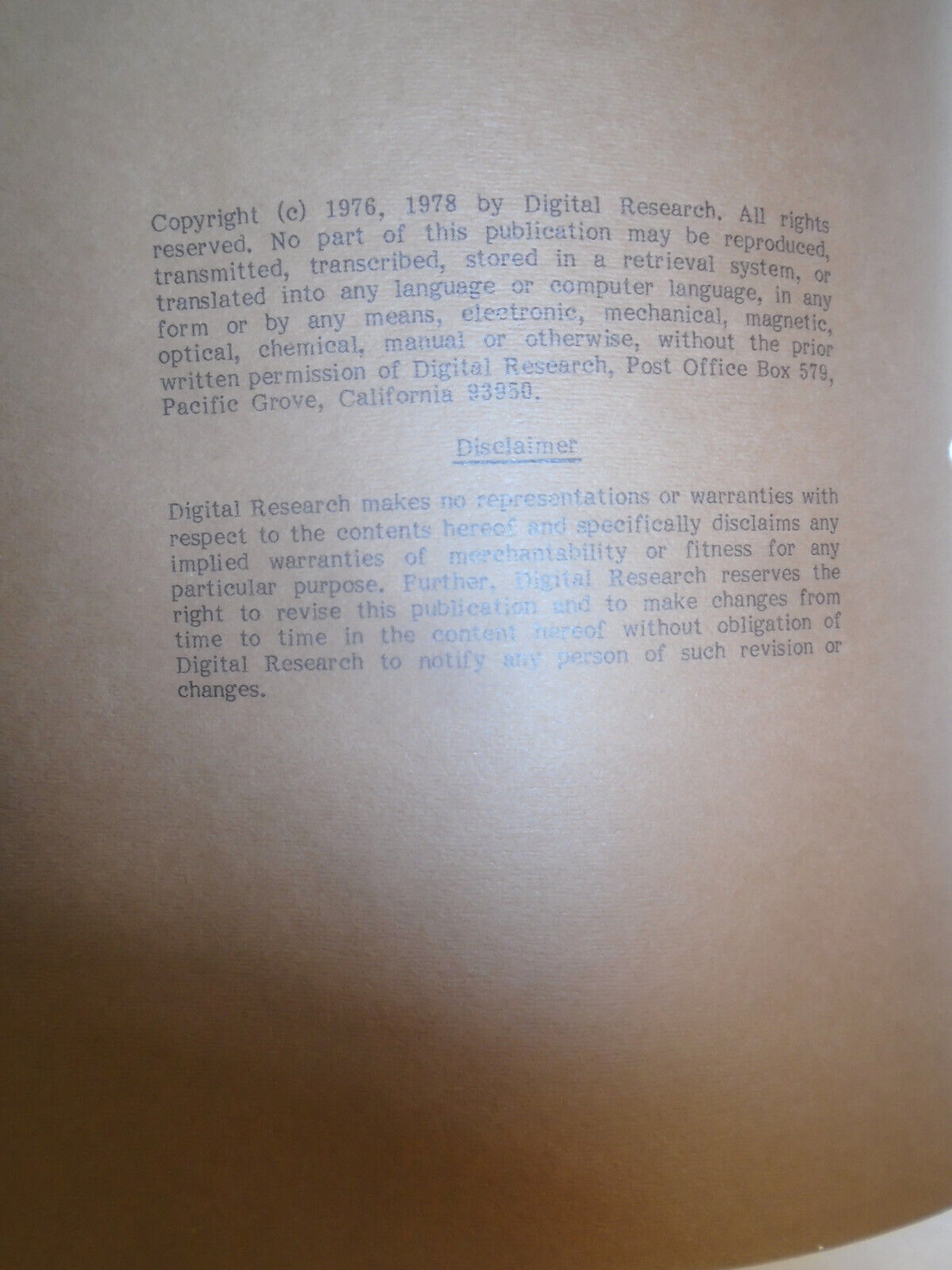 1979 Digital Research CP/M Assembler (ASM) User's Guide. Fine.