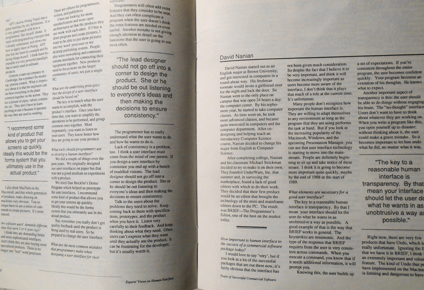 Experts' Views on Human Interface Traits of Successful Commercial Software. 1988