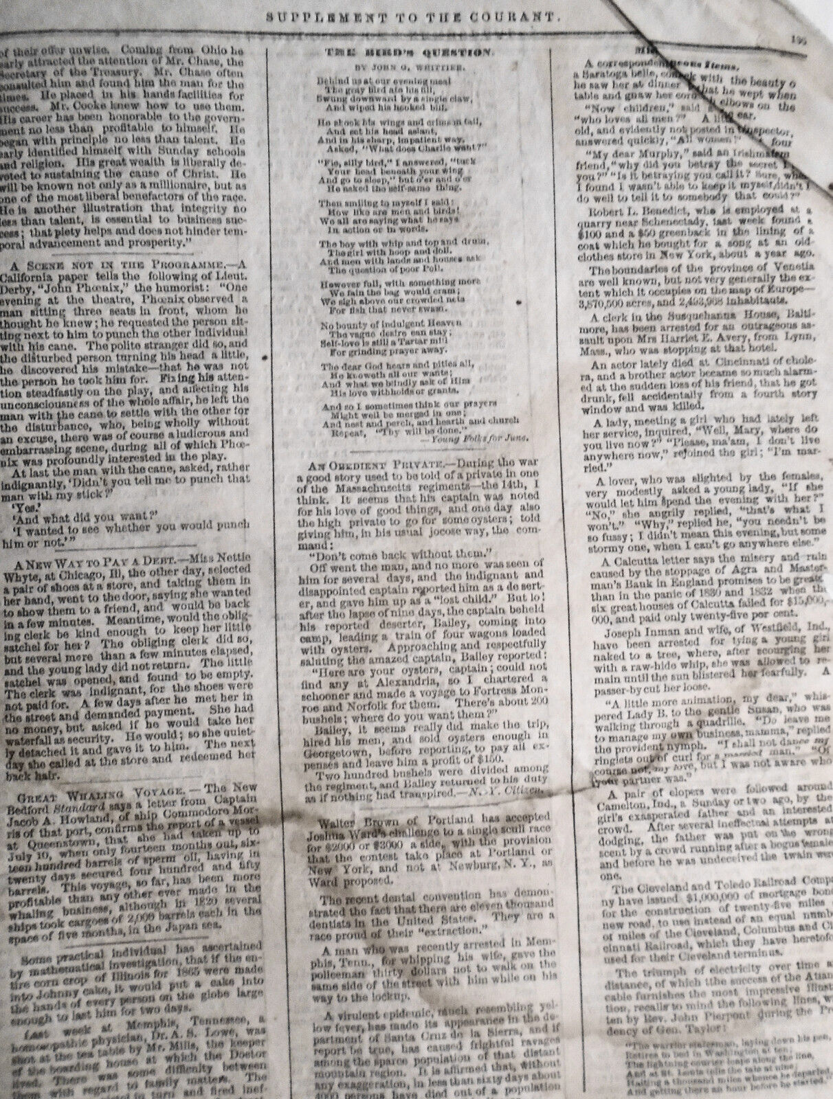 [Slavery] Supplement To The Connecticut Courant, August 25, 1866