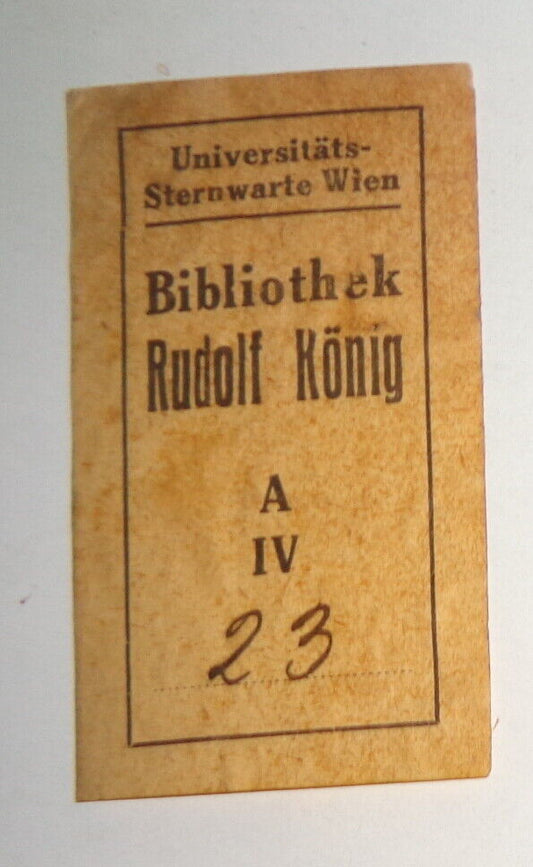 Rudolf Konig, astronomer - Ex Libris Bookplate - circa 1913