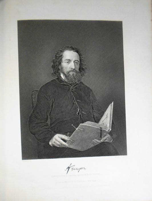 Alfred Lord Tennyson - portrait steel engraving -1876 Duyckinck Int'l Gallerie