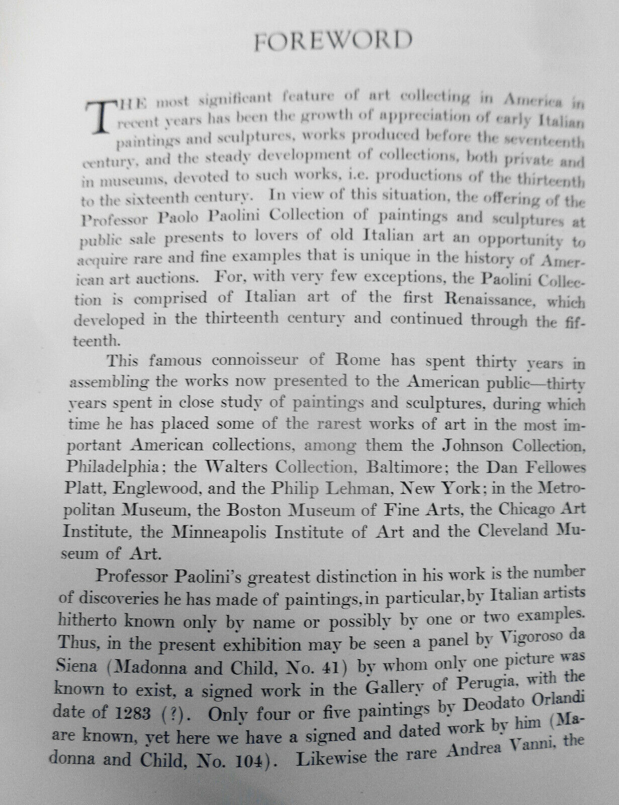 The collection of Professor Paolo Paolini. 1924 American Art Association.