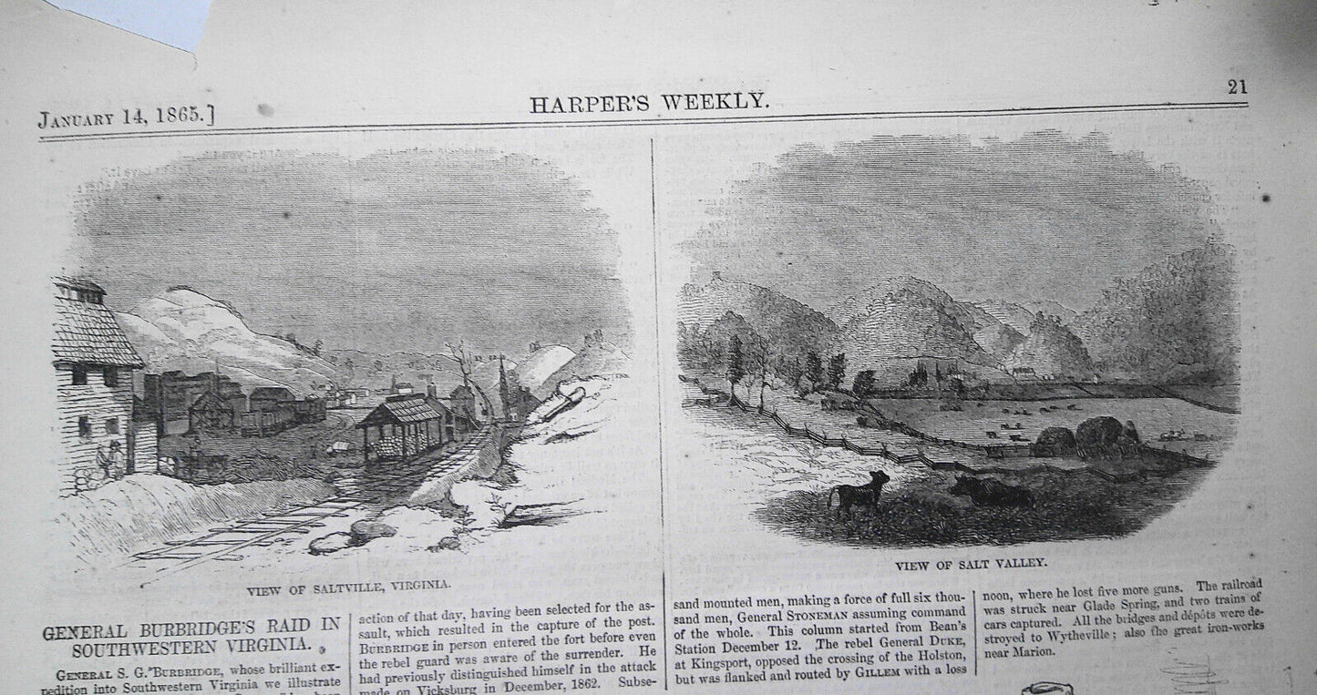 General Burbridge's Raid In Southwestern Virginia - Harper's Weekly, 1865