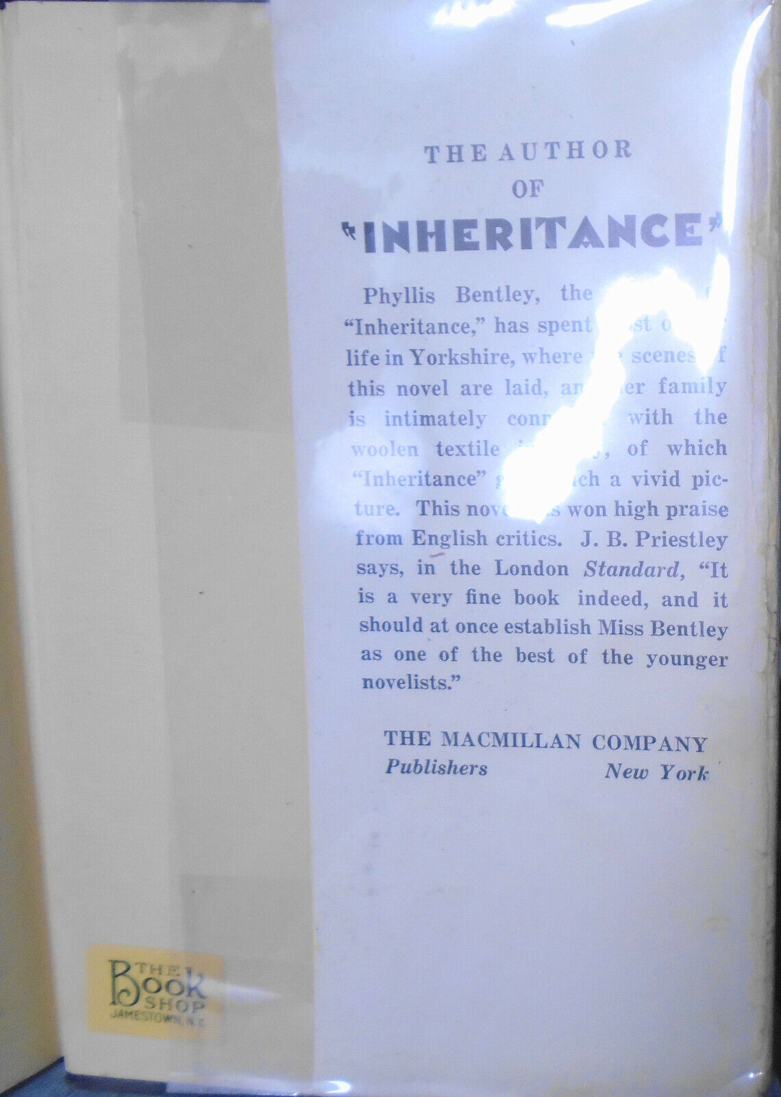 Inheritance, by Phyllis Bentley. 1932. Hardcover/DJ