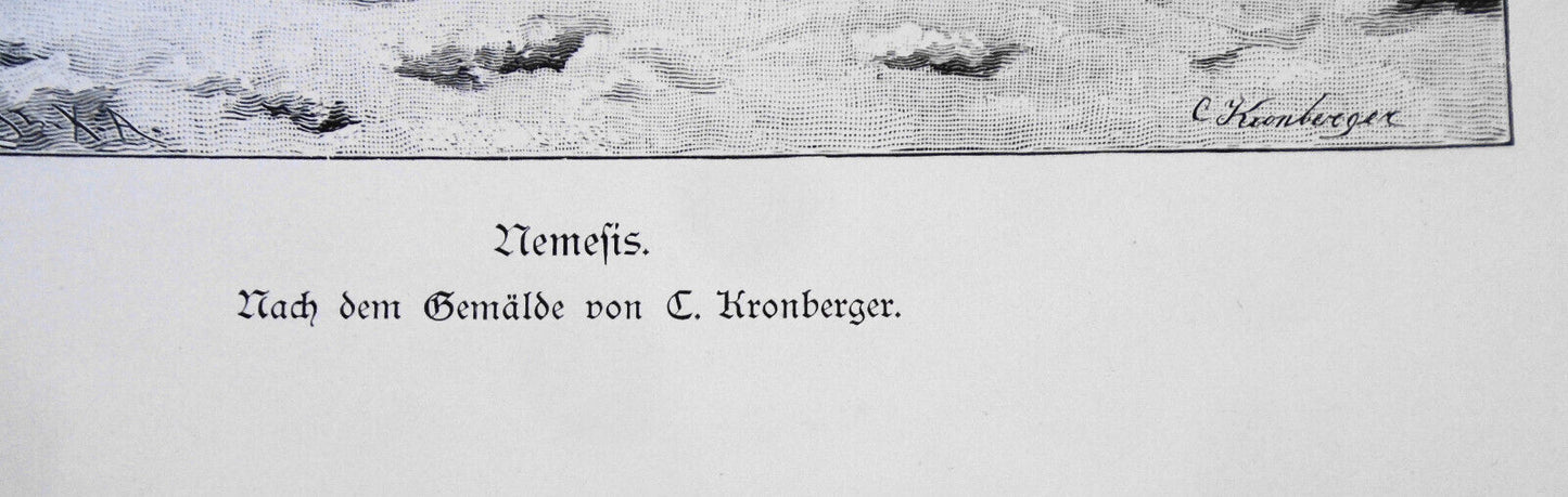 Nemesis, von Carl Kronberger  --  1886 - Original antique print