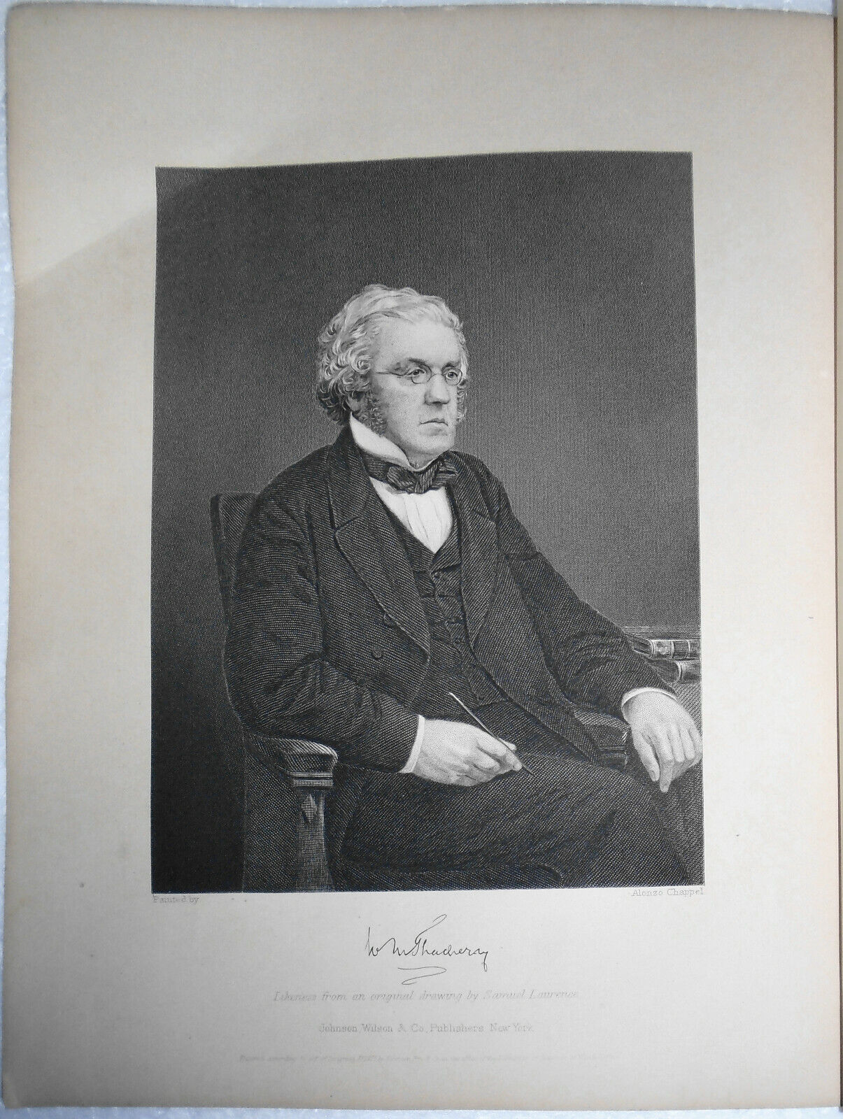 William Makepeace Thackeray - portrait engraving -1876 Duyckinck Int'l Gallerie