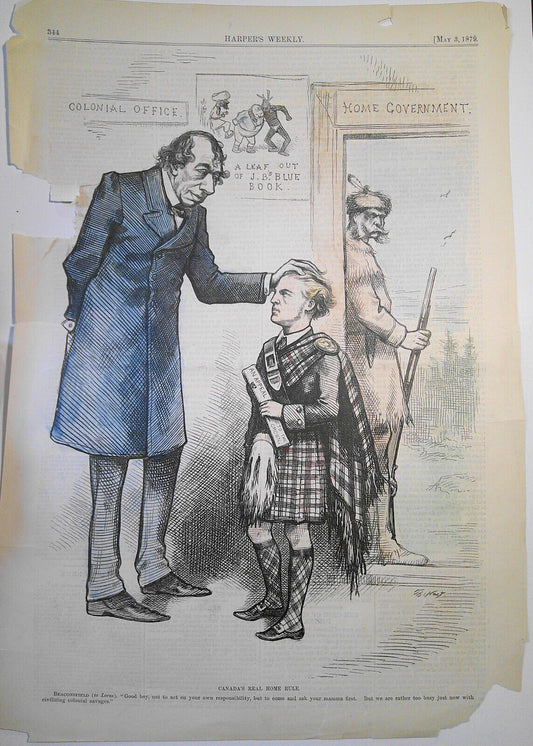 Canada's Real Home Rule, by Thomas Nast - Harper's Weekly 1879. Hand-colored.