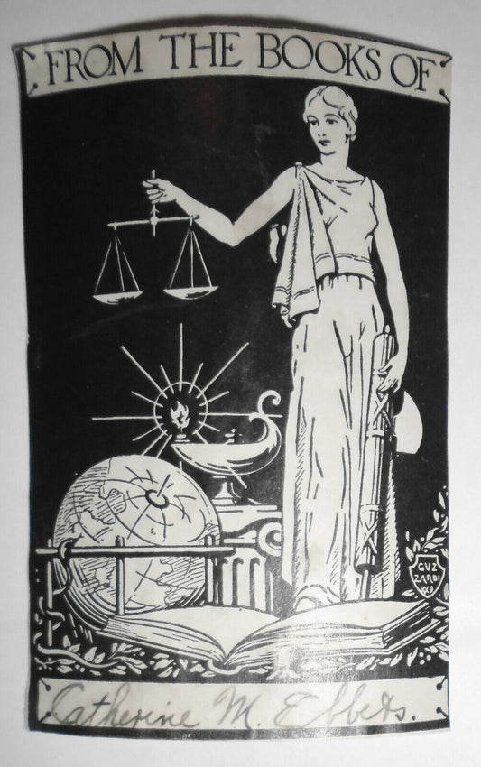 Catherine M. Ebbets Bookplate by GVZ Zardi - ca 1920 -- Women's suffrage theme