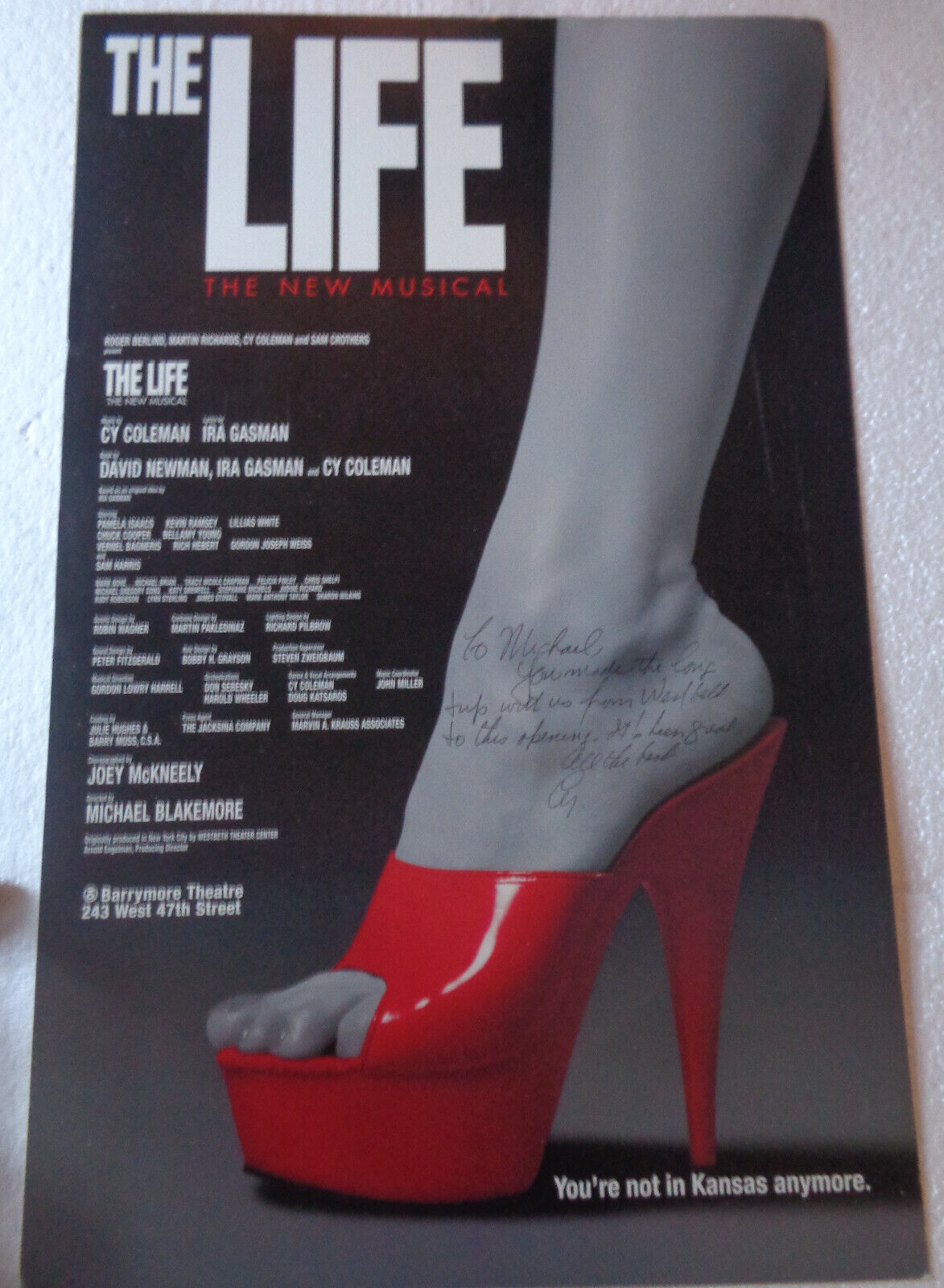 The Life - Poster - Signed/inscribed by Cy Coleman - Barrymore Theatre NYC 1997