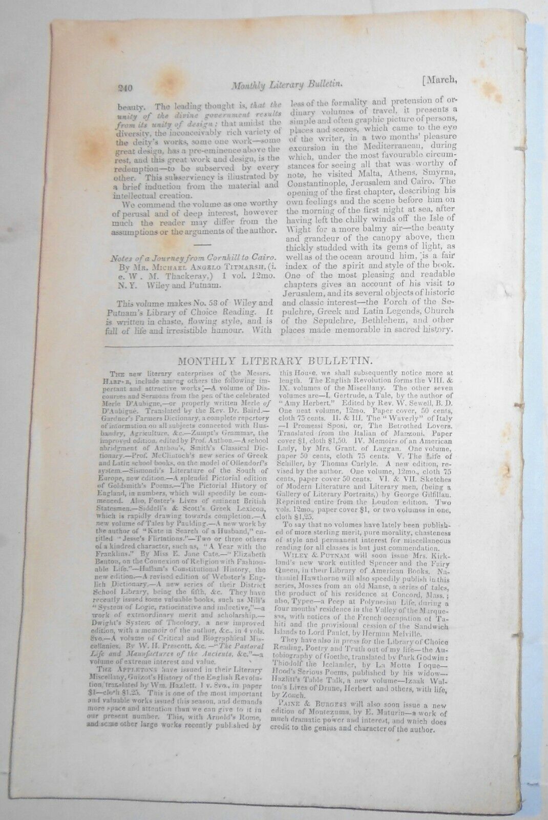 United States Magazine & Democratic Review March 1846 - Nathaniel Hawthorne ...