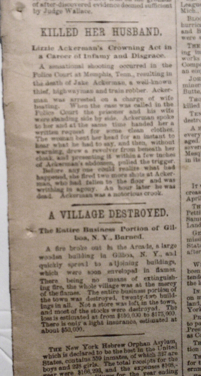 The Suffolk County Argus, 1890 - Lynching, murders, oil rich colored woman, etc.