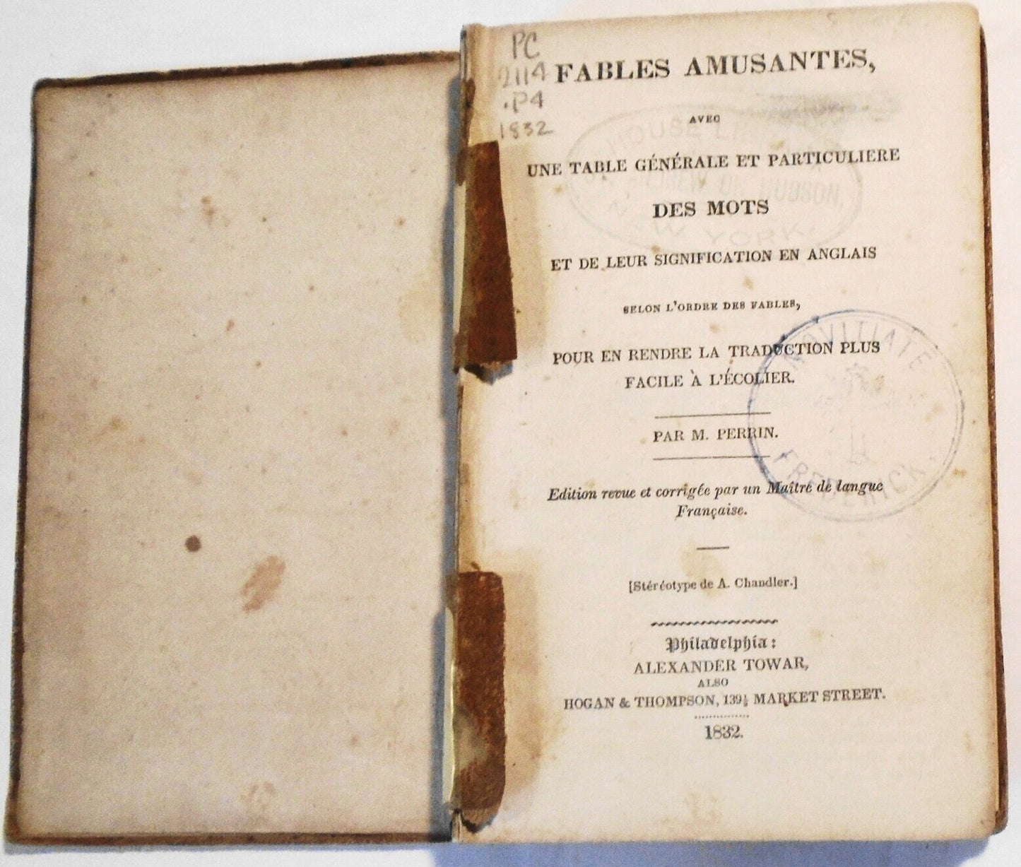 [French & English] Fables amusantes. By Jean-Baptiste Perrin. Philadelphia, 1832