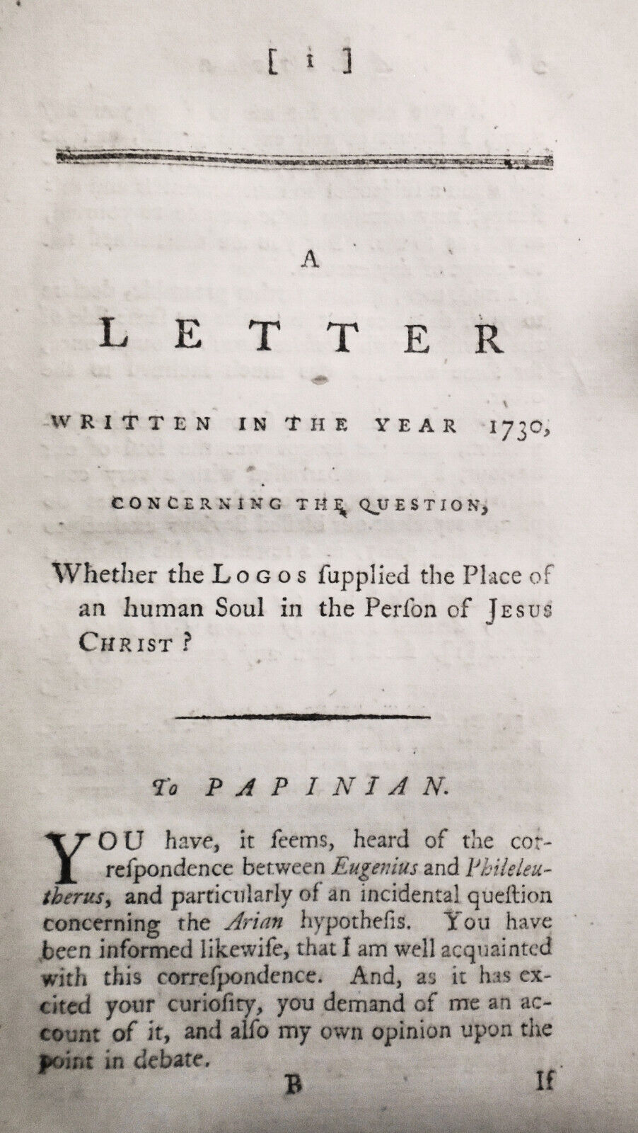 1788. A Letter Written in the Year 1730, by Nathaniel Lardner