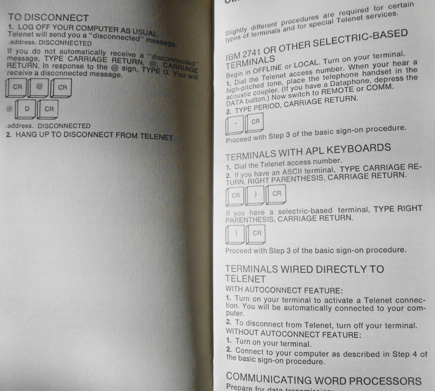 How to use Telenet - Information for terminal users - March 1984. By GTE.
