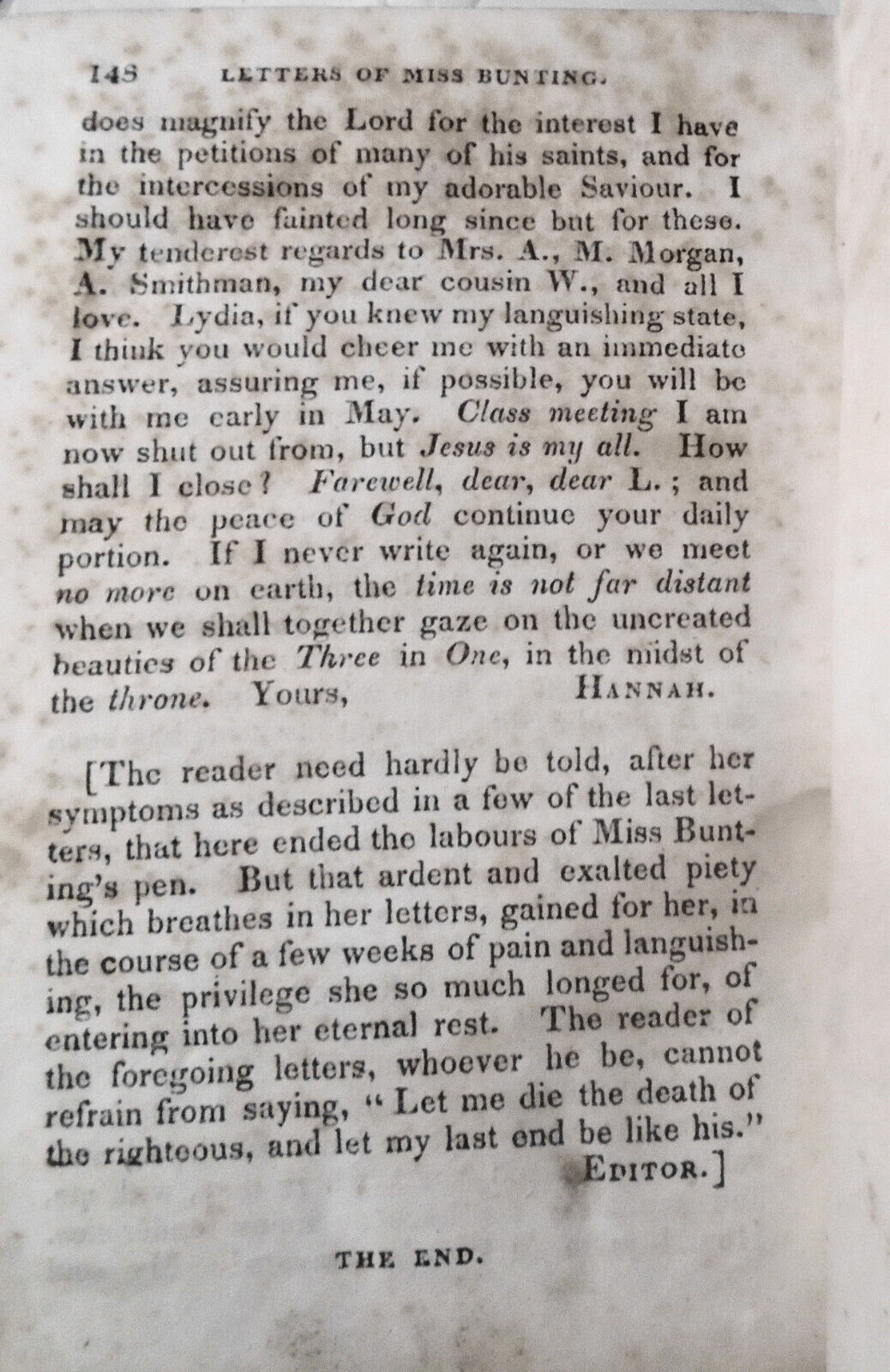 [Methodist women] 1833 Memoir, Diary & Letters of Hannah Syng Bunting by Merritt