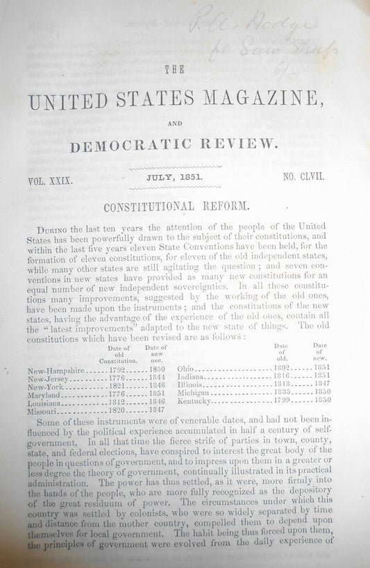 The United States Magazine and Democratic Review, July 1851