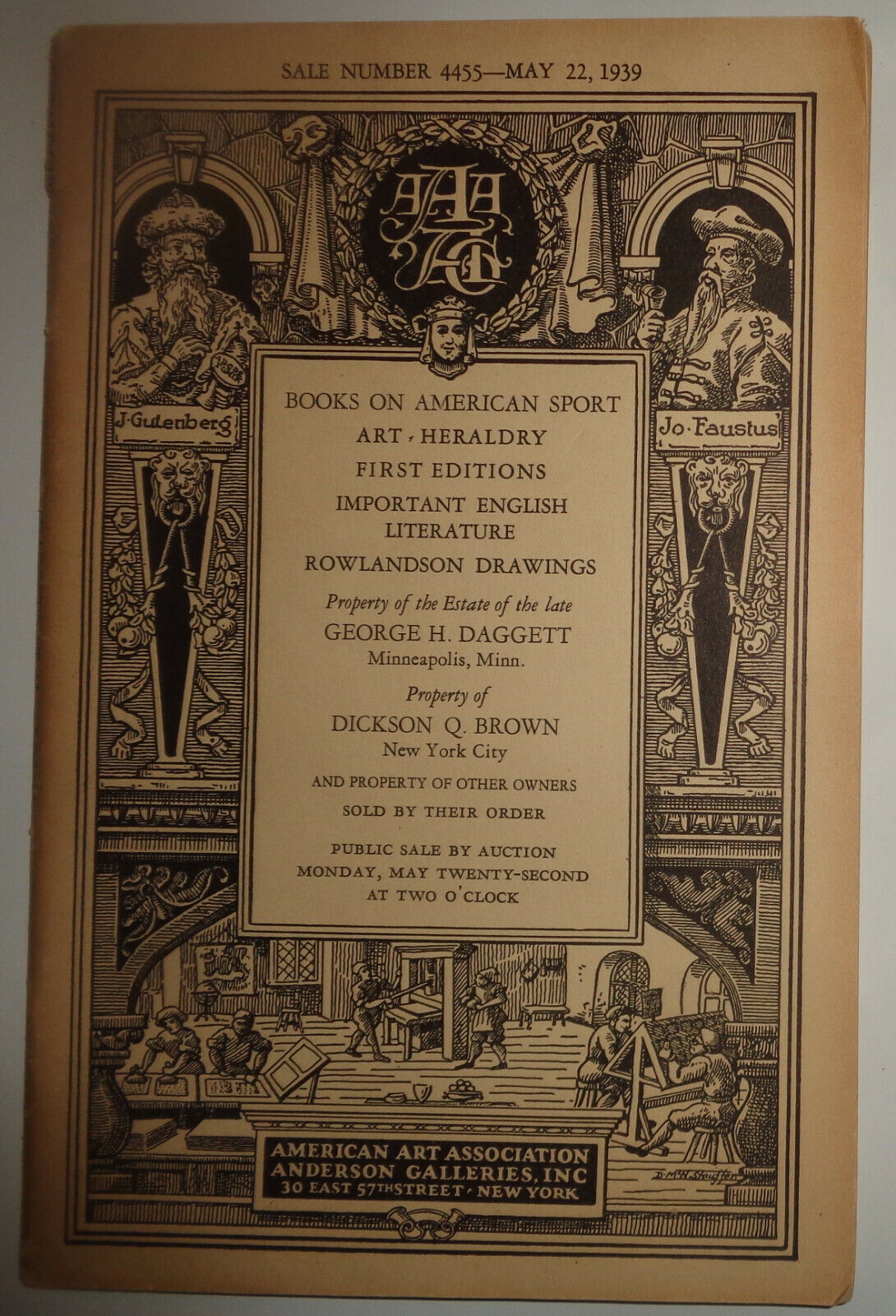 BOOKS ON AMERICAN SPORT, ART, HERALDRY, FIRST EDITIONS 1939 Anderson Galleries