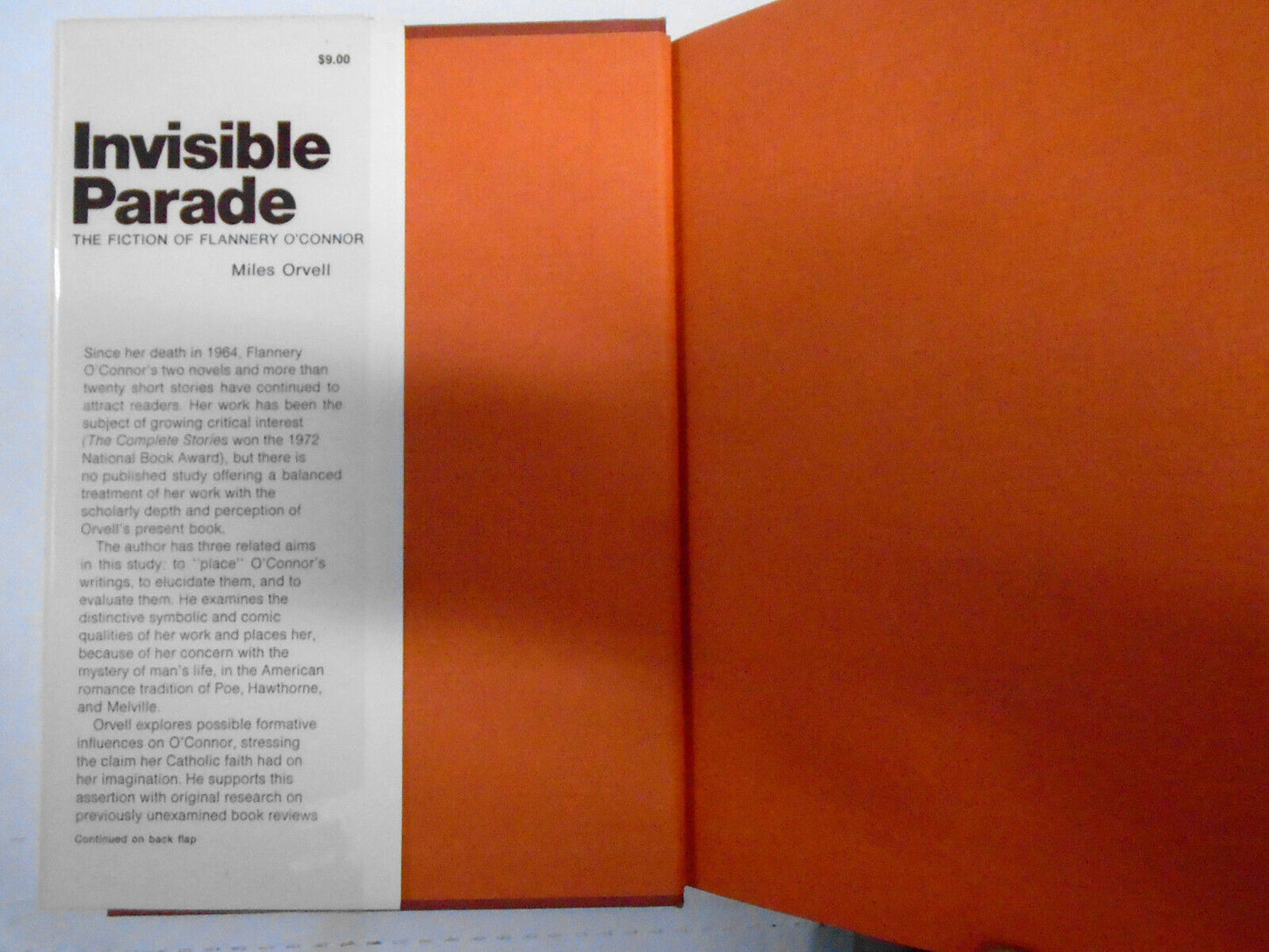Invisible Parade: The Fiction Of Flannery O'Connor, By Miles Orvell. 1st 1972 HC