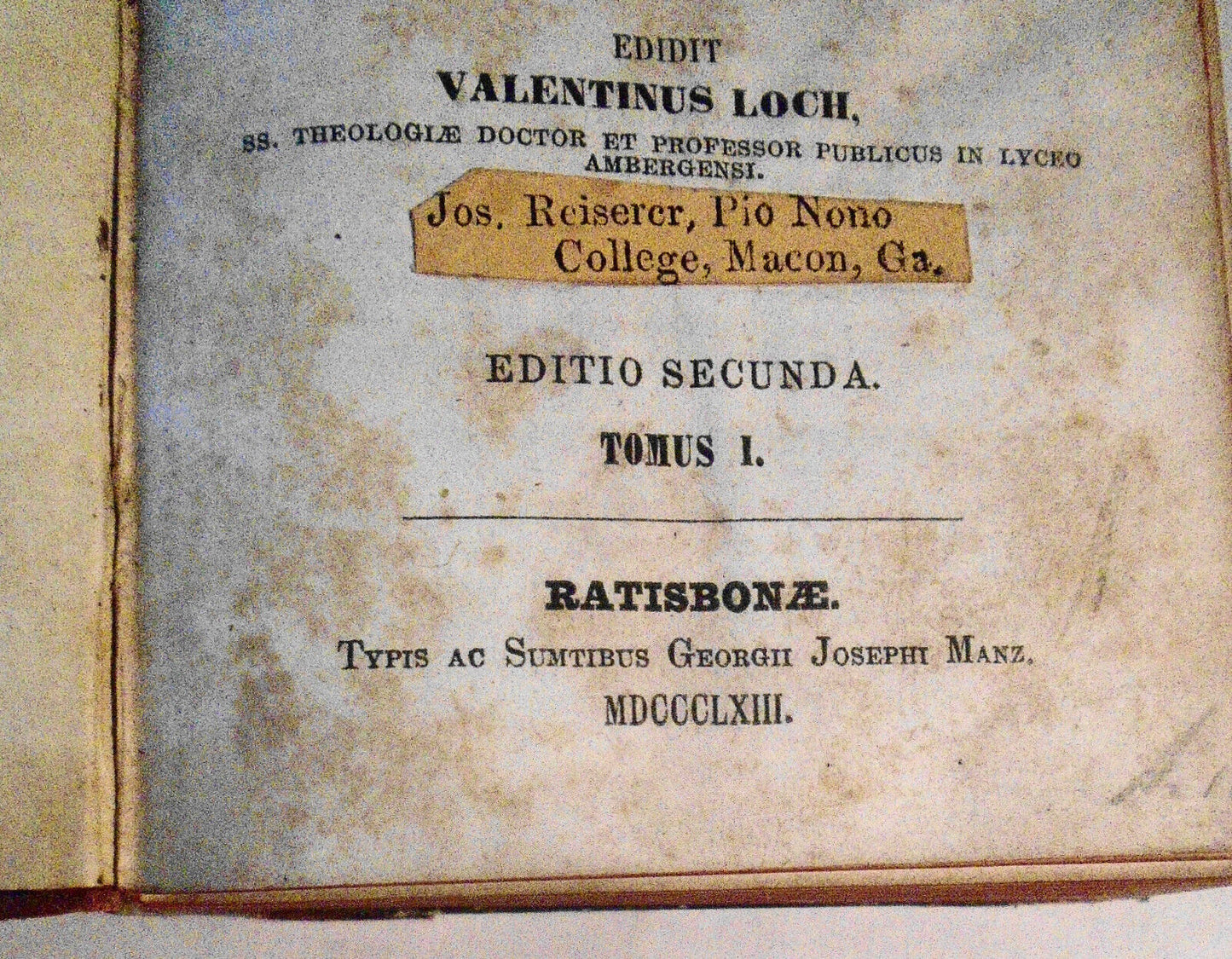 1862 Biblia Sacra Vulgatae Editionis.. Editio Secunda Tomus I by Valentinus Loch